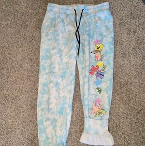 SpongeBob Joggers - Blue And White Tie-dye